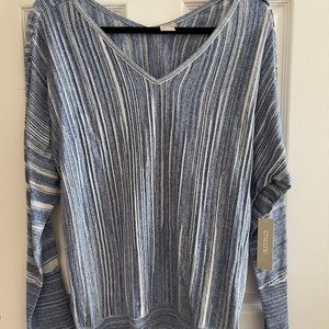 Blue and white Chicos V sweater